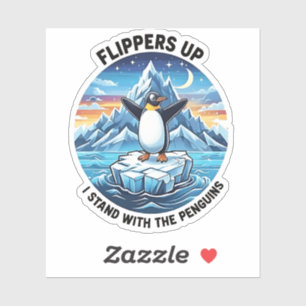 Sticker Drôle Penguin Résiste À La Manifestation Contre Le