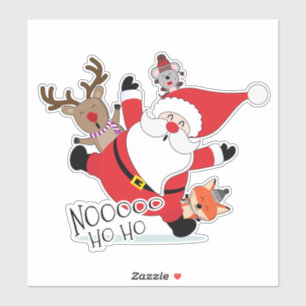 Sticker Drôle Père Noël Reindeer Souris Fox ID848