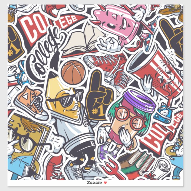 Sticker Drôle personnage amusant CARTOON COMIQUE (Feuille)