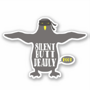 Sticker drôle pingouin ninja panier silencieux mais mortel