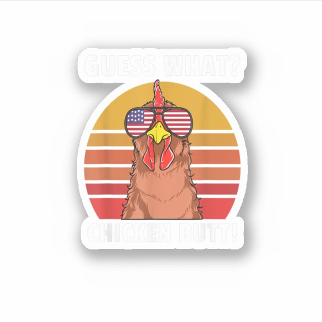Sticker Drôle Plaisanterie de poulet Devinez Quel Bouton d (Devant)