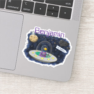 Sticker Drôle poisson OVNI vaisseau spatial dessin de dess