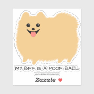 Sticker Drôle Poof Ball Pomeranian mignon Dessin Cartoon C