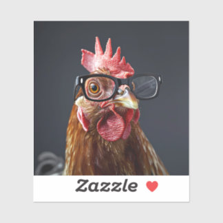 Sticker Drôle poulet portant des lunettes