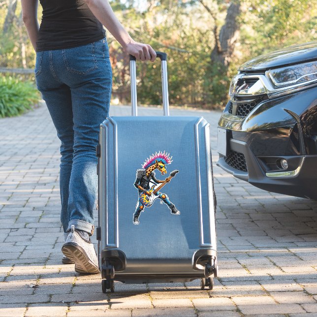 Sticker Drôle Punk Giraffe, Rock'n Roll Goth Giraffe, Guit (Valise Insitu)