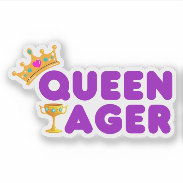 Sticker Drôle Reine Ager avec Couronne et Chalice (Devant)