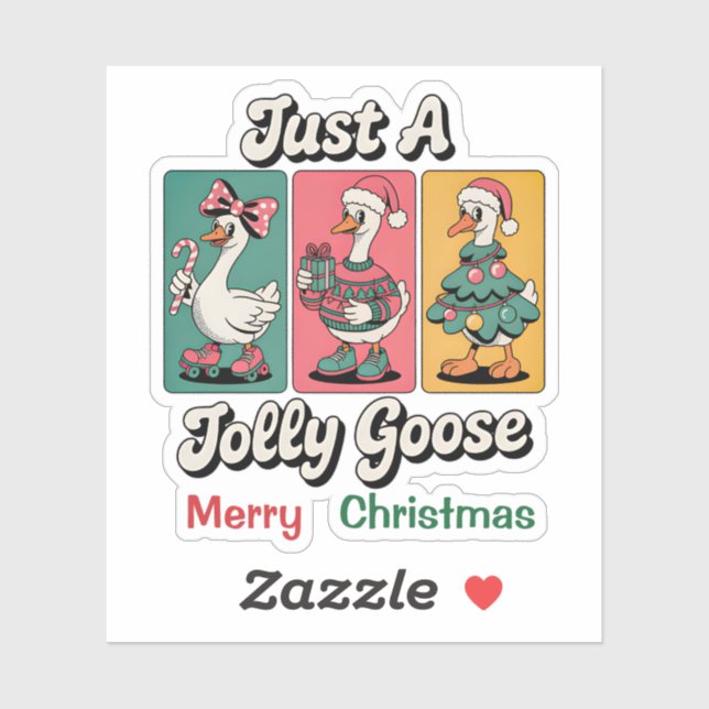 Sticker Drôle Rétro Juste Une Oie Joyeuse Noël 90  (Feuille)