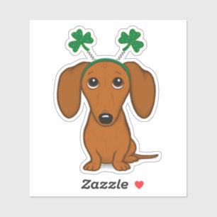 Sticker Drôle Saint Patrick's Day Chien Dachshund Shamrock