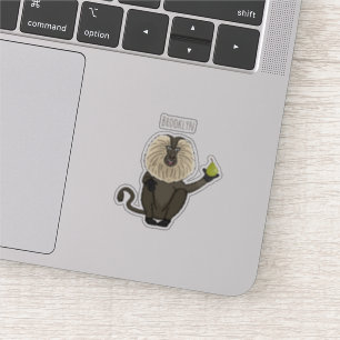 Sticker Drôle singe-singe macaque à queue de lion