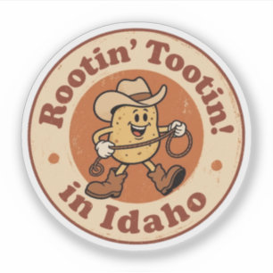 Sticker Drôle Vintage Idaho Pomme de terre Cowboy Rétro