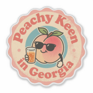 Sticker Drôle Vintage Peachy Keen en Géorgie Pêche