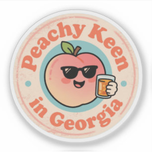 Sticker Drôle Vintage Peachy Keen en Géorgie Pêche