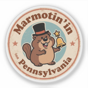 Sticker Drôle Vintage Pennsylvanie Groundhog Top Hat Liber