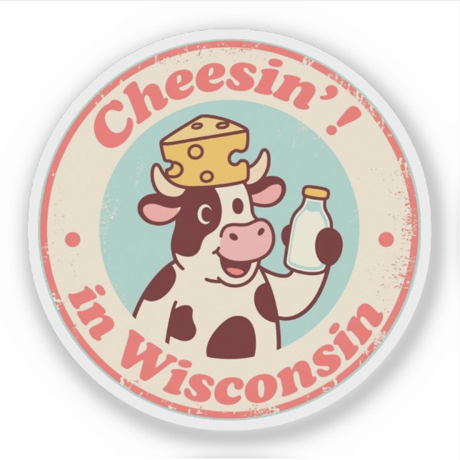 Sticker Drôle Vintage Wisconsin Cheese Casquette Retro (Devant)
