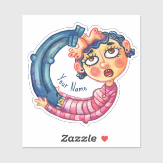 Sticker Drôle Yoga Pose aquarelle personnalisée