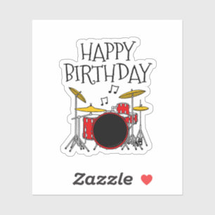 Sticker Drummer Birthday Drum Kit Musicien