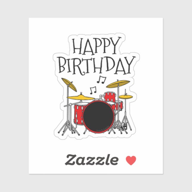 Sticker Drummer Birthday Drum Kit Musicien (Feuille)