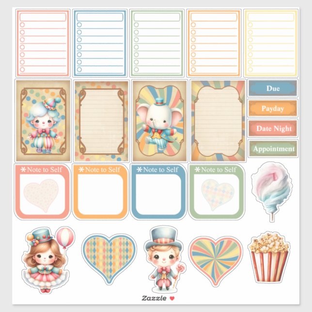 Sticker du planificateur de cirque pour bébés (Feuille)