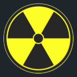 Sticker du symbole de rayonnement jaune vif<br><div class="desc">Colonne de symbole de rayonnement en noir et jaune vif.</div>