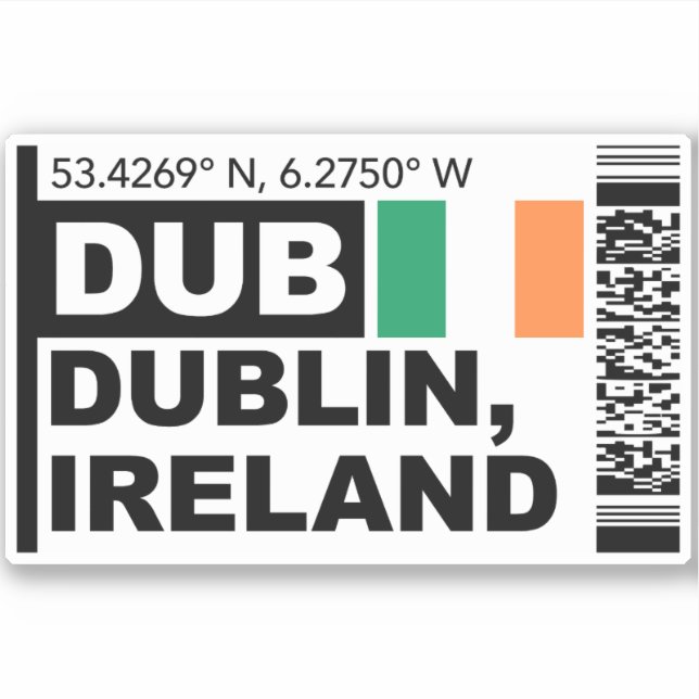 Sticker DUB Carte d'embarquement de Dublin - Voyage en Irl (Devant)