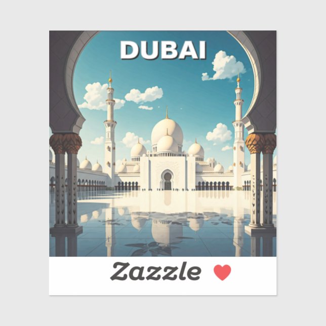 Sticker Dubaï Grande Mosquée des EAU Voyage (Feuille)