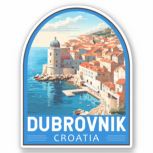 Sticker Dubrovnik Croatie Travel Art Vintage