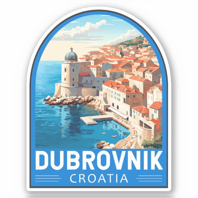 Sticker Dubrovnik Croatie Travel Art Vintage (Devant)