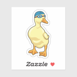 Sticker Duck at Swimming with Swimming goggles
