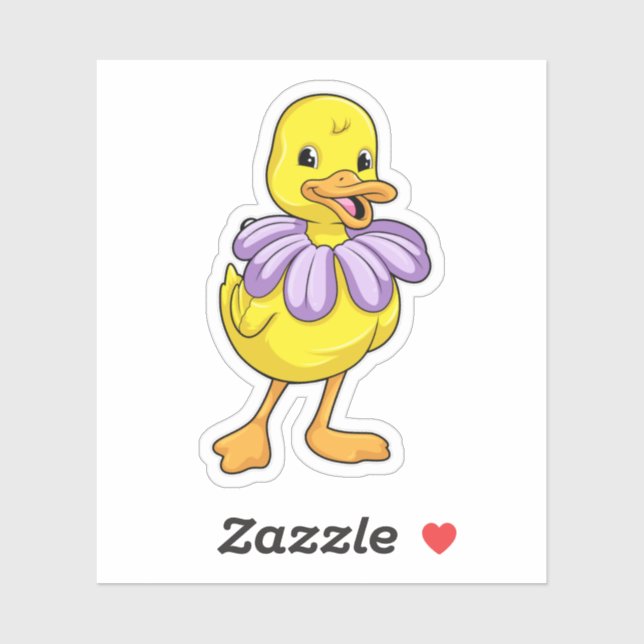 Sticker Duck with Daisy (Feuille)