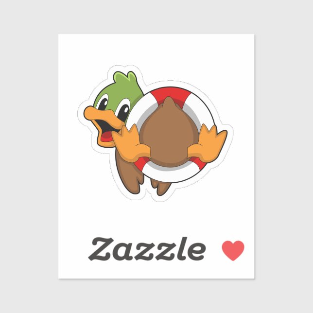 Sticker Duck with Swim ring (Feuille)