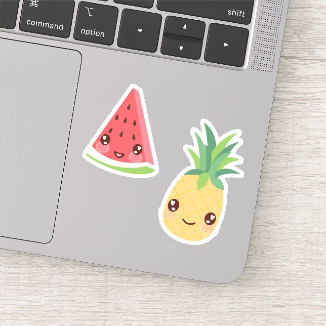 Sticker Duo de fruits tropicaux de Kawaii | Pâque et anana (Détail)