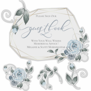 Sticker Dusty Blue Floral Rose do-it-yourself livr