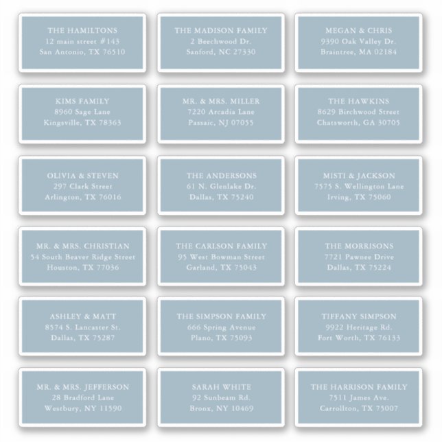 Sticker Dusty Blue Guest Nom du bénéficiaire Adresse de li (Devant)