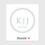 Sticker Dusty Blue Monogram Initial Minimal Trendy Wedding<br><div class="desc">Printed with monogram initials for couples in custom dusty blue color great for weddings,  engagements,  anniversay etc (which you can edit,  change and personalize) in simple,  elegant design!</div>