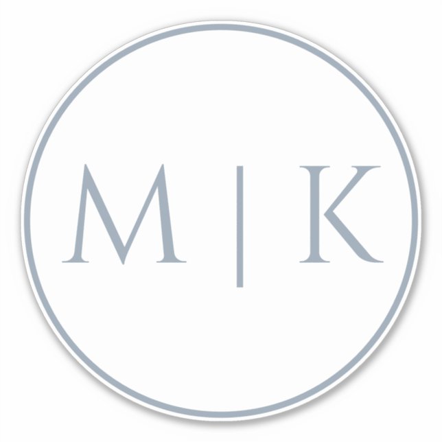 Sticker Dusty Blue Monogrammes Nom Simple Minimal Mariage (Devant)