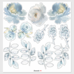 Sticker Dusty Blue Peony Bouquet Créateur Ensemble d'auto