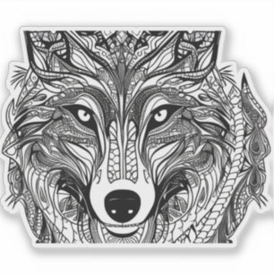Sticker E.J. Gold Wolf Face Vinyl amovible