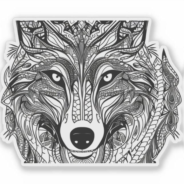 Sticker E.J. Gold Wolf Face Vinyl amovible (Devant)