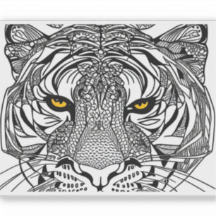 Sticker E.J. Or Tiger Face Vinyle amovible