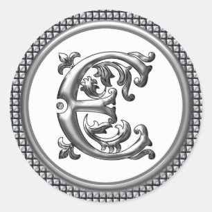 Sticker E rond initial en argent
