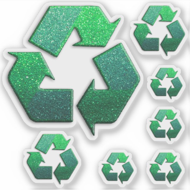Sticker Earth Climate Change Green Glitter Recycle Symbol (Devant)