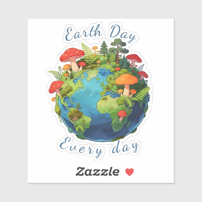 Sticker Earth Day Every Day Nature Planet Design (Feuille)