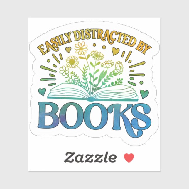Sticker Easily Distracted By Books (Feuille)