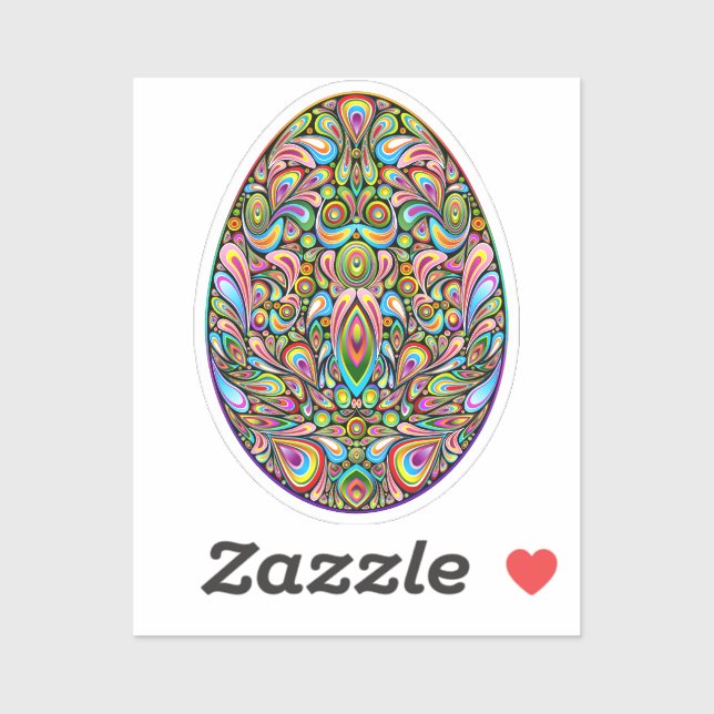Sticker Easter Egg Psychedelic Design Kids Organic T-Shirt (Feuille)
