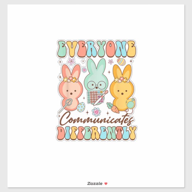 Sticker Easter Speech Therapy SLP Everyone Communicates Di (Feuille)