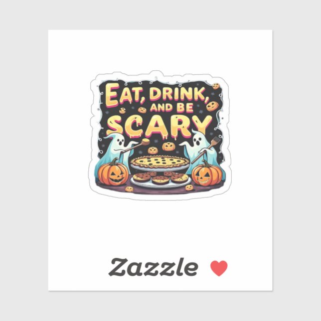 Sticker Eat Drink And Be Scary Spooky Bakery Halloween Coo (Feuille)