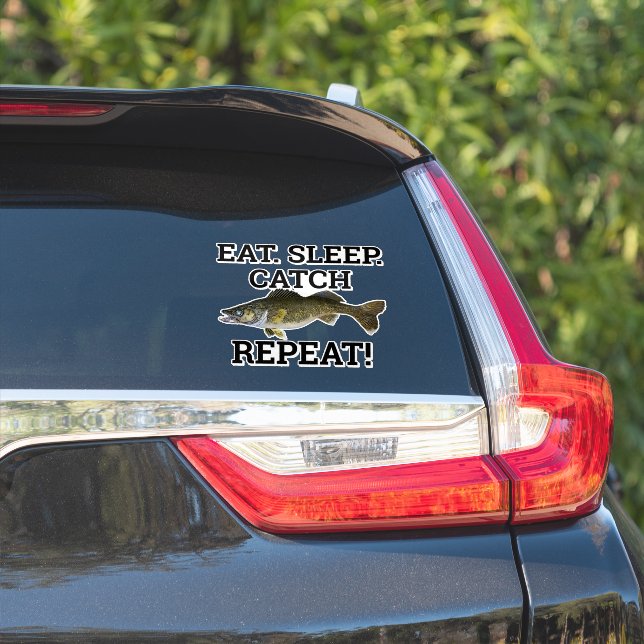 Sticker Eat Sleep Catch Walleye Funny Fishing Angler (Côté voiture)