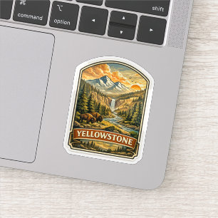 Sticker Eau de source sauvage vintage des montagnes de Yel