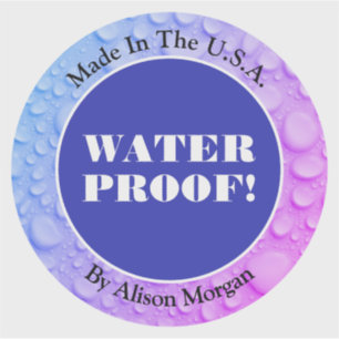 Sticker Eau Preuve Blanc Texte, Nom, Bleu Profond Votre Ph