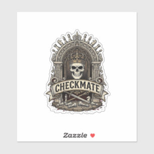 Sticker Échec et mat Roi Crâne Échecs Vintage